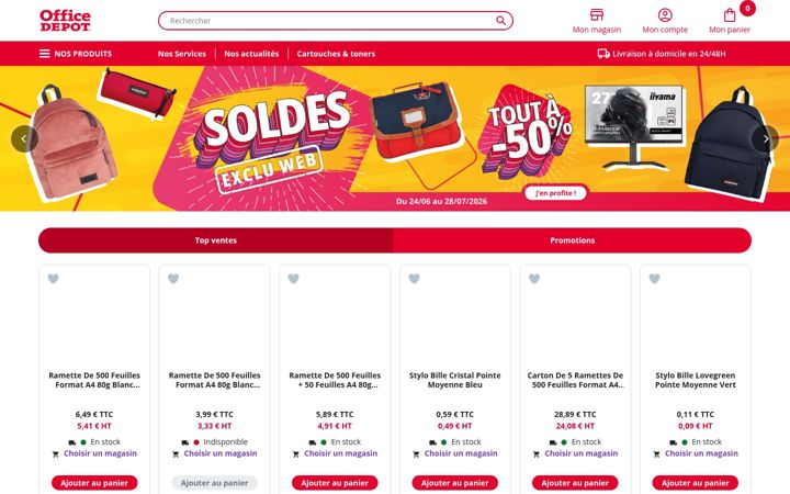 Screenshot of officedepot.fr