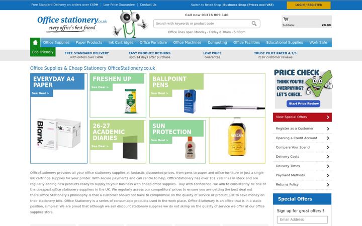 Képernyőkép: officestationery.co.uk