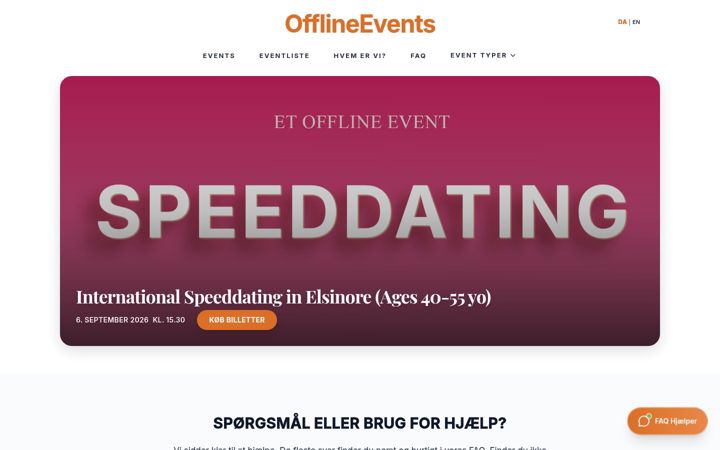 Екранна снимка на offlineevents.dk