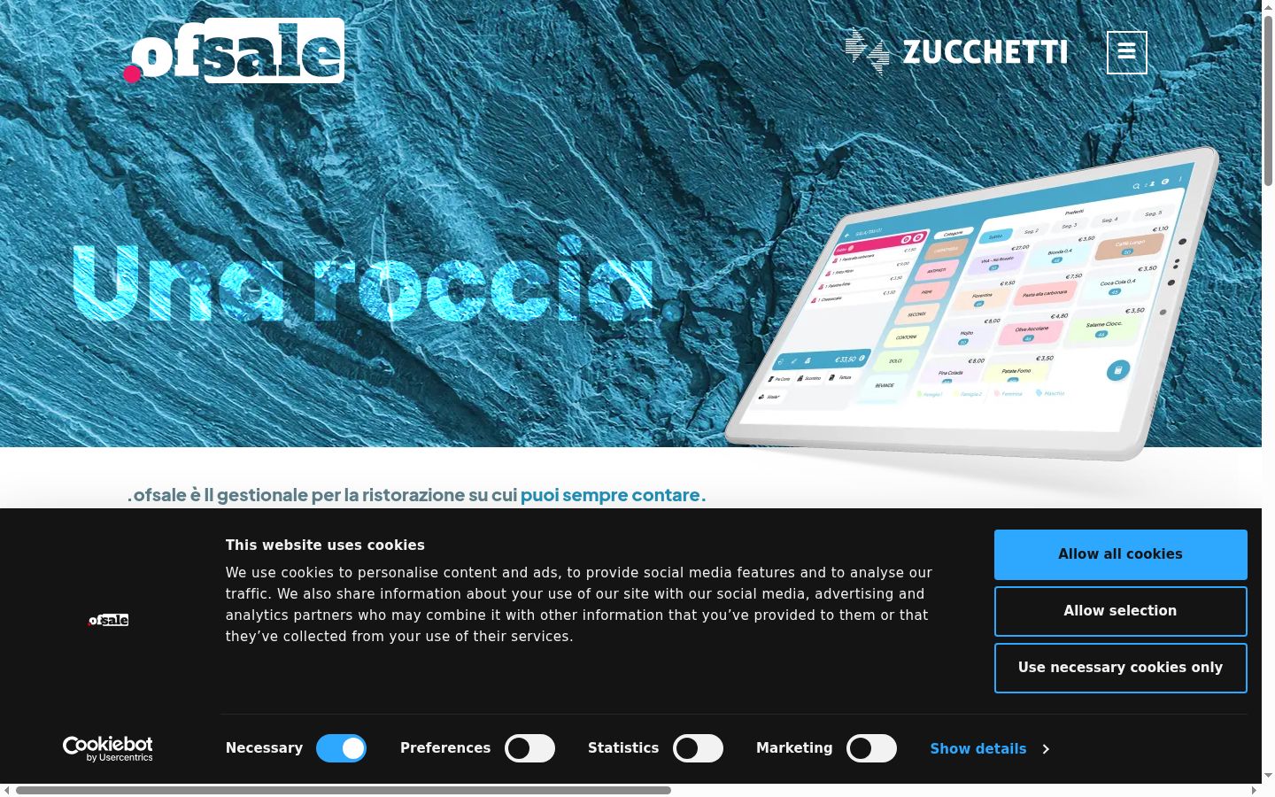 Screenshot del banner di consenso mostrato prima di qualsiasi interazione