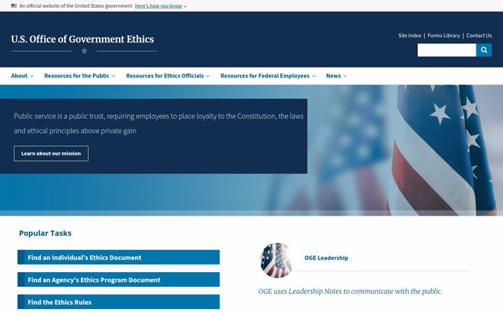 Screenshot of oge.gov
