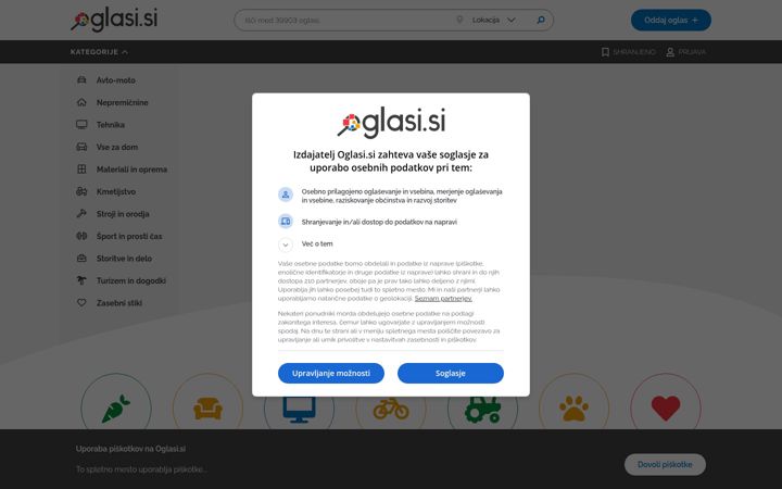Screenshot of oglasi.si