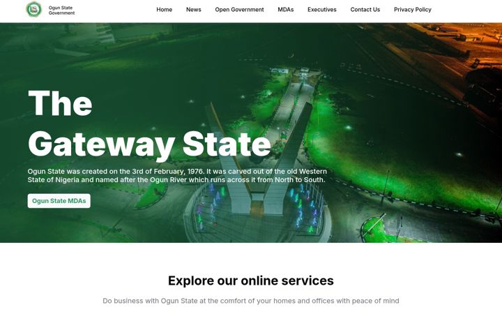 Screenshot of ogunstate.gov.ng