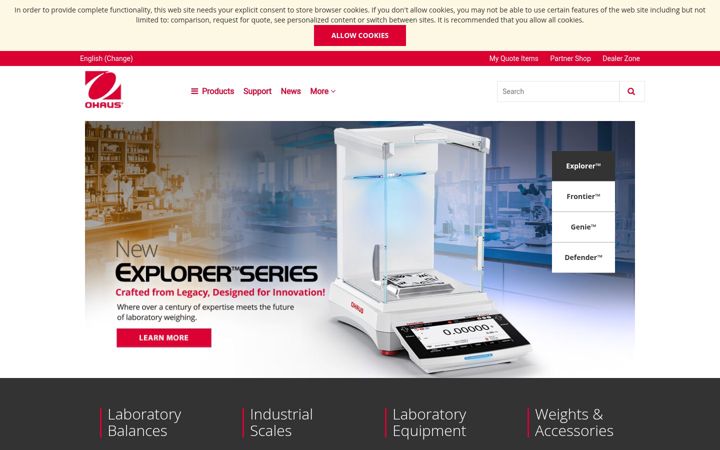 Screenshot of ohaus.com