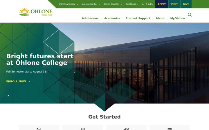 Screenshot of ohlone.edu