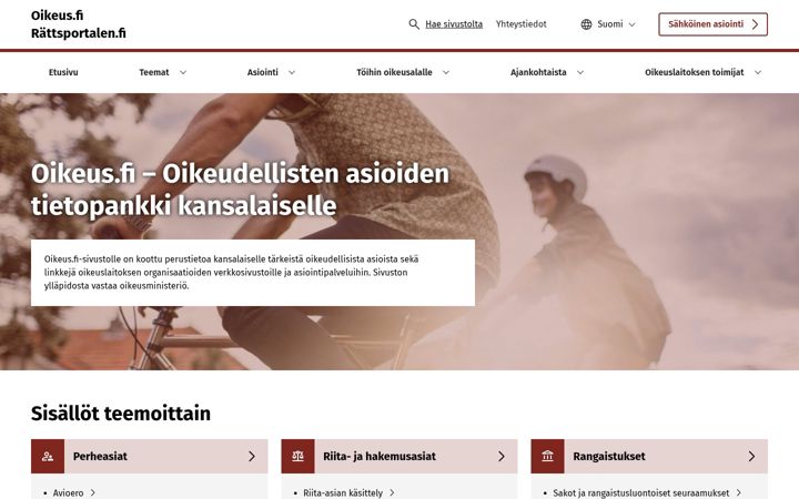 Screenshot of oikeus.fi