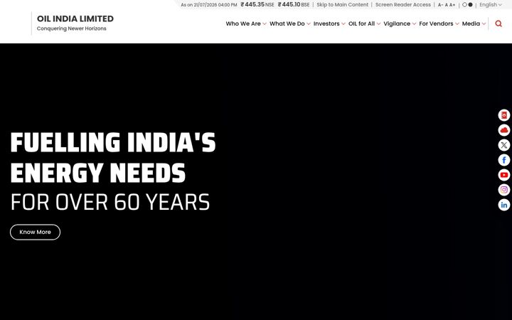 Ekraanipilt saidist oil-india.com