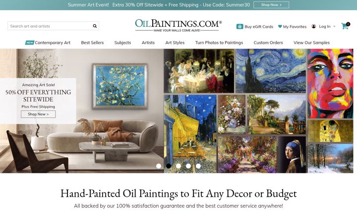 Screenshot of oilpaintings.com