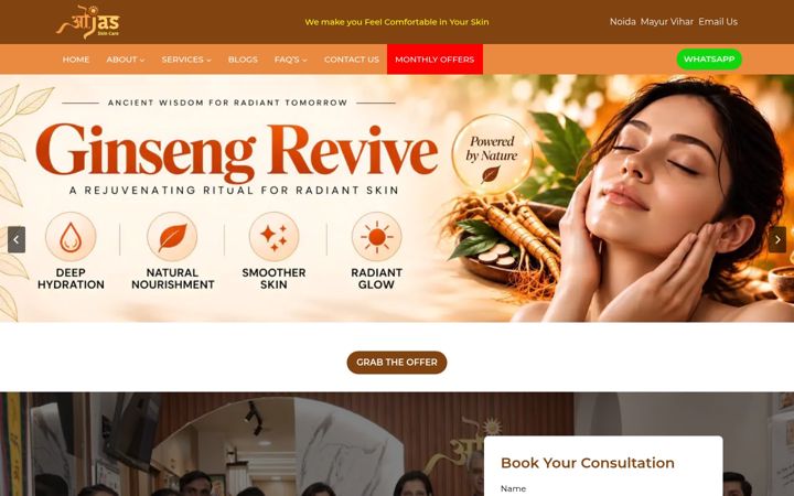 Screenshot of ojasskincare.com