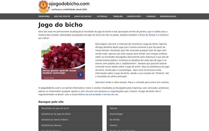 Skjermbilde av ojogodobicho.com