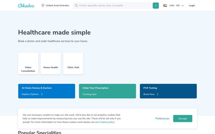 Screenshot of okadoc.com