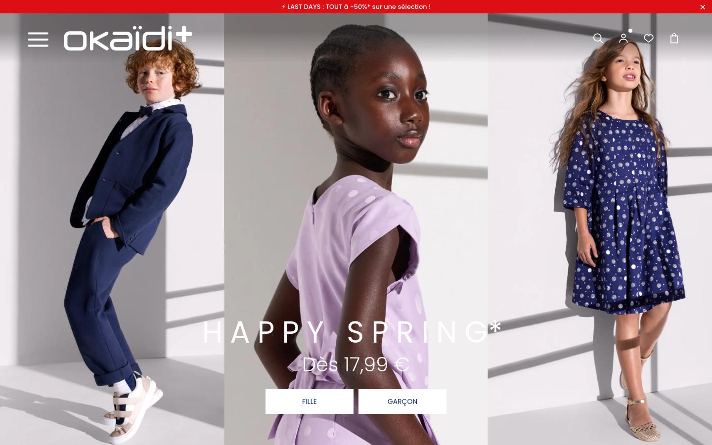 Screenshot of okaidi.fr