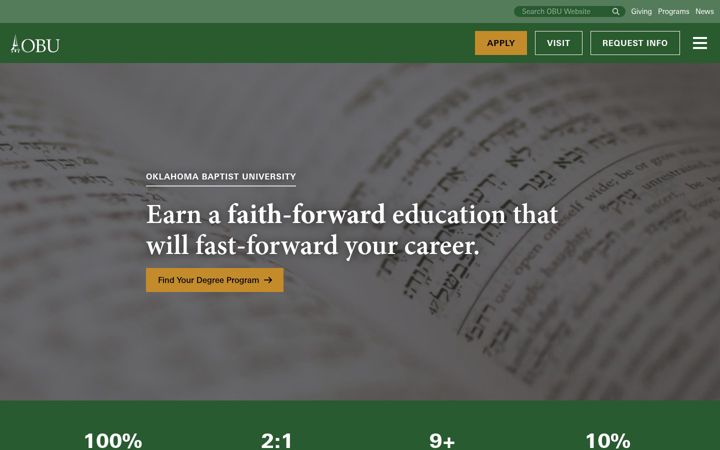 Screenshot of okbu.edu