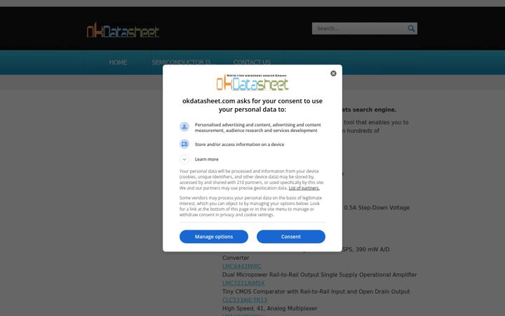 Screenshot of okdatasheet.com
