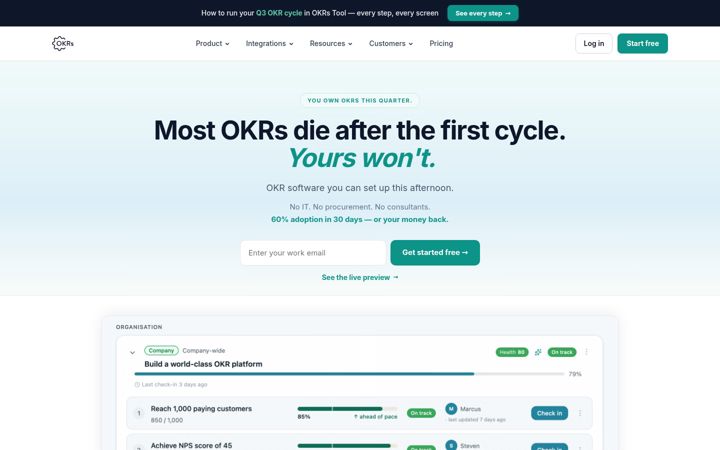 Screenshot van okrstool.com