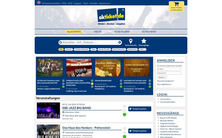 Captura de pantalla de okticket.de