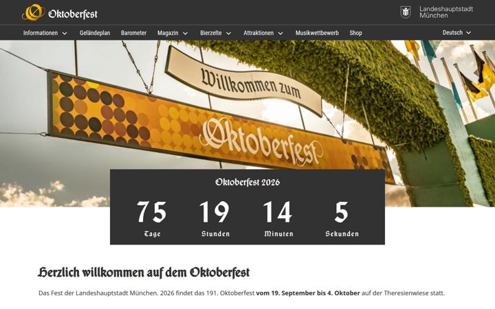 Screenshot of oktoberfest.de