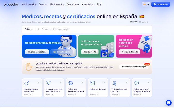 Screenshot of oladoctor.com