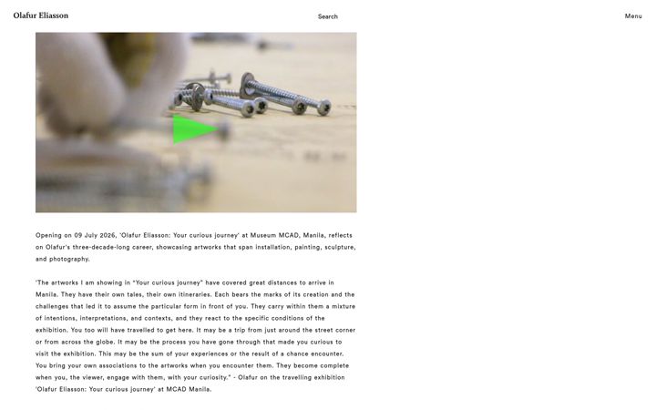 Screenshot of olafureliasson.net