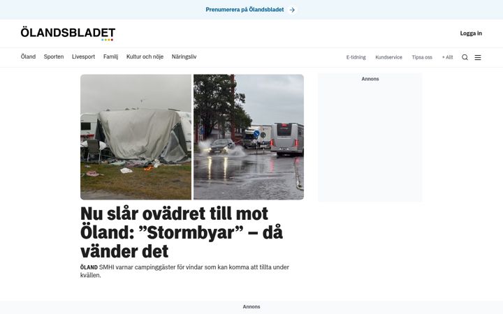 Screenshot of olandsbladet.se