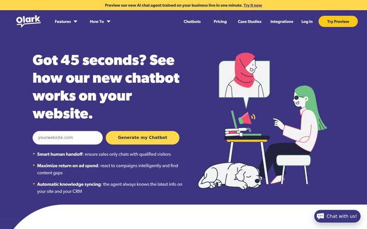 Skjermbilde av olark.com