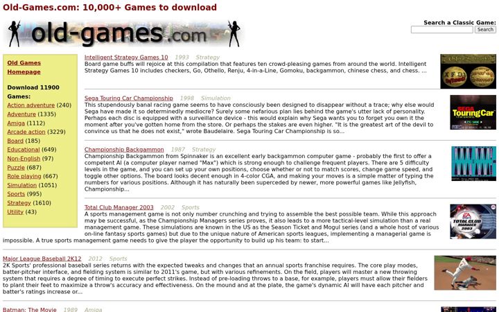 Screenshot of old-games.com
