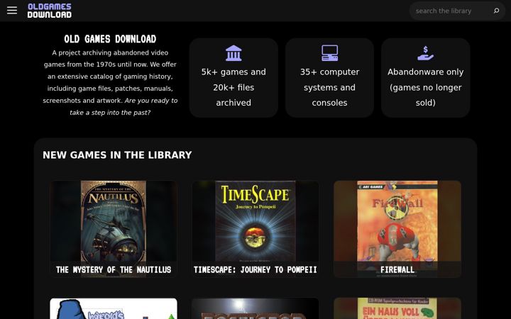 Screenshot of oldgamesdownload.com