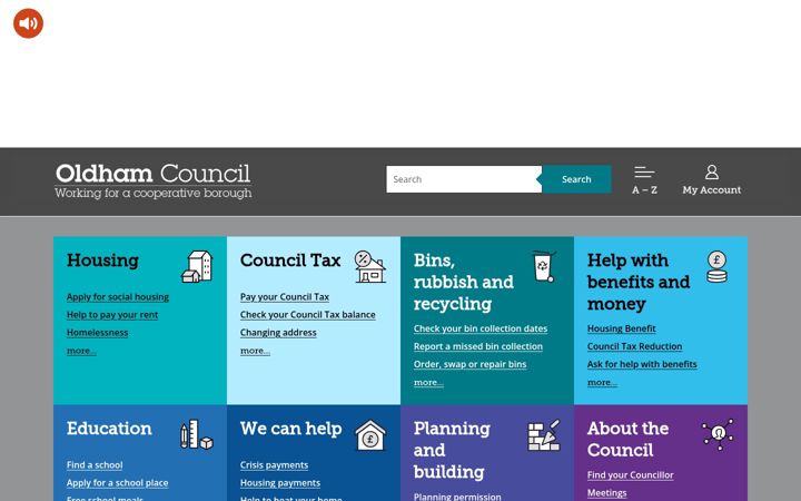 Screenshot of oldham.gov.uk