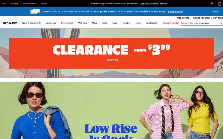 Posnetek zaslona oldnavy.com