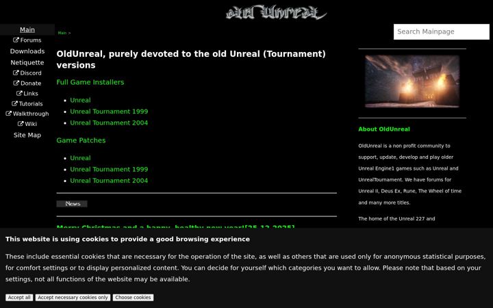 Screenshot of oldunreal.com