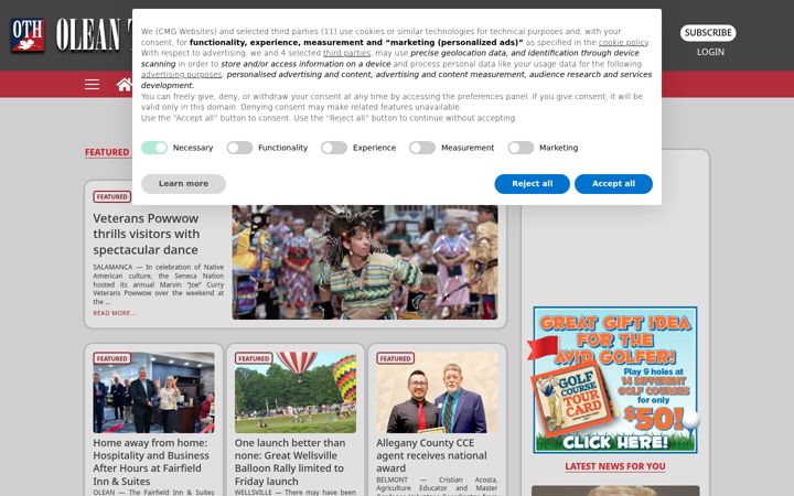 Screenshot of oleantimesherald.com