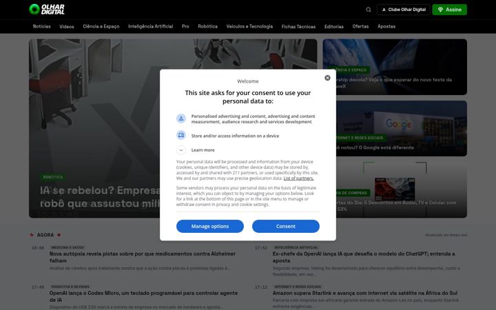 Screenshot of olhardigital.com.br