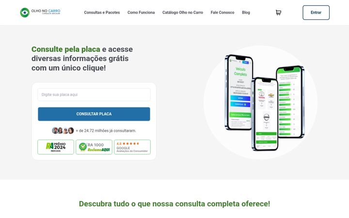 Screenshot of olhonocarro.com.br
