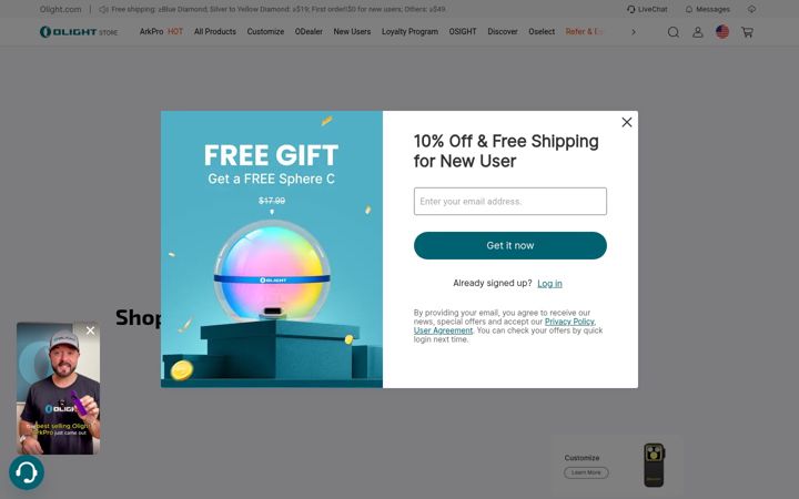 Screenshot of olightstore.com