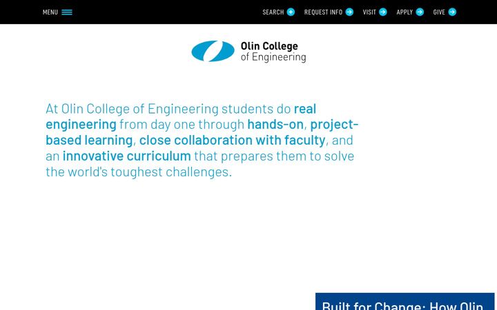 Screenshot of olin.edu