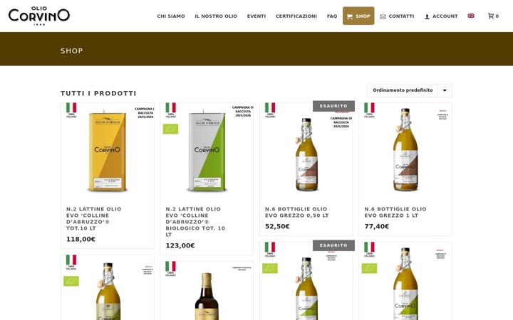 Screenshot ta' oliocorvino.com