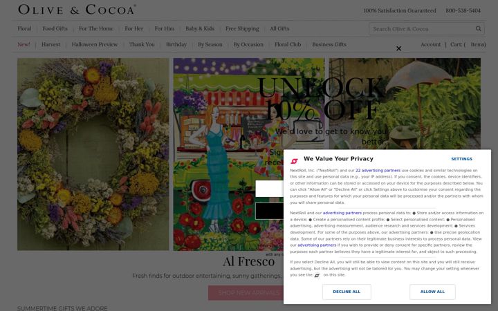 Screenshot ta' oliveandcocoa.com