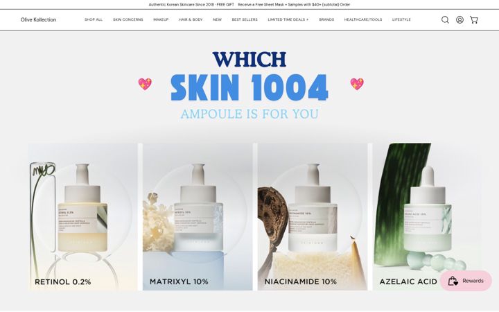 Screenshot of olivekollection.com