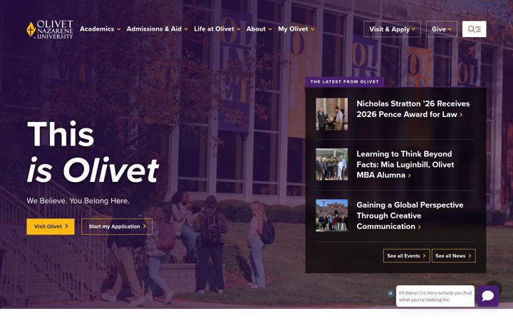 Screenshot of olivet.edu