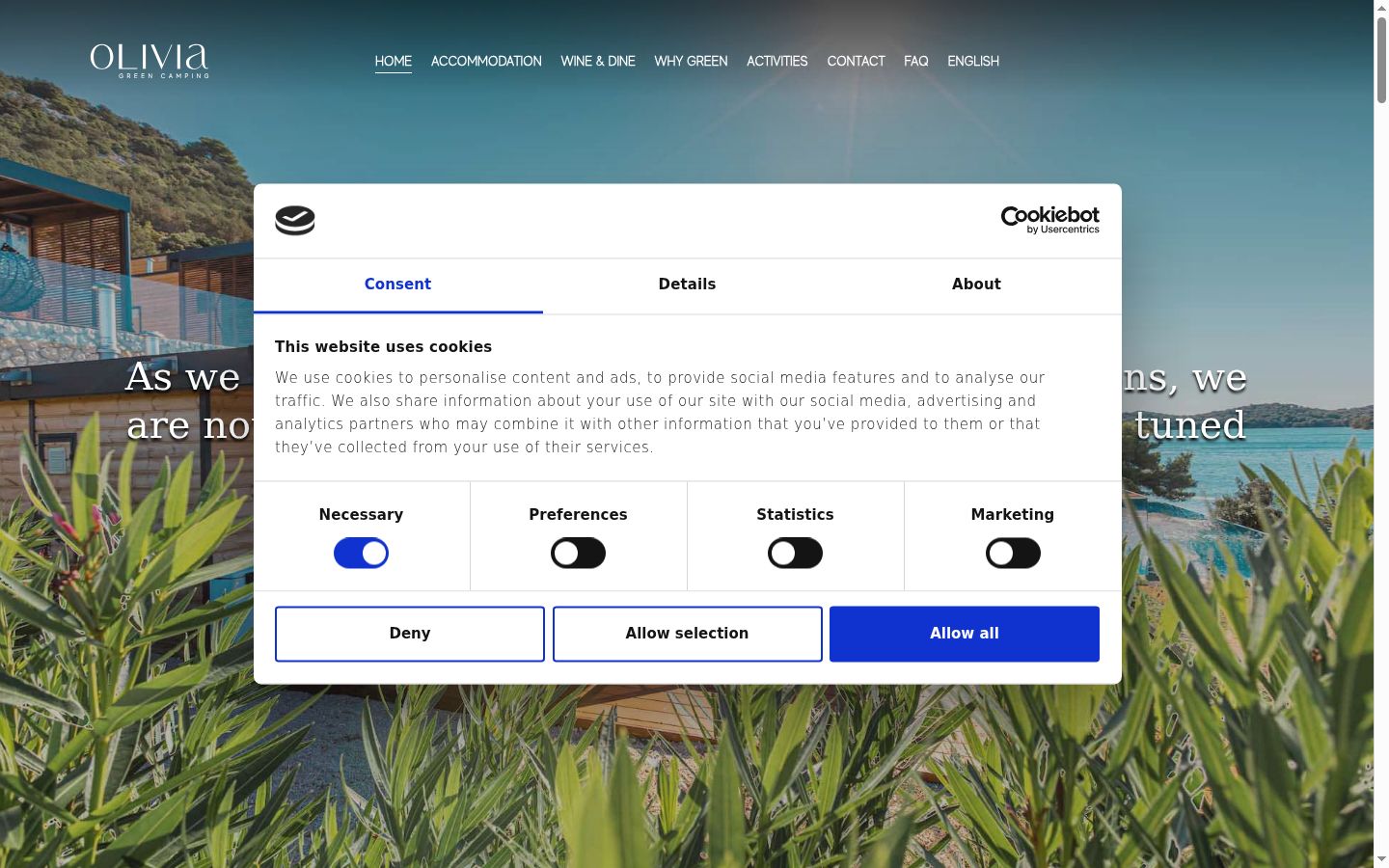 Screenshot of the consent banner shown before any interaction