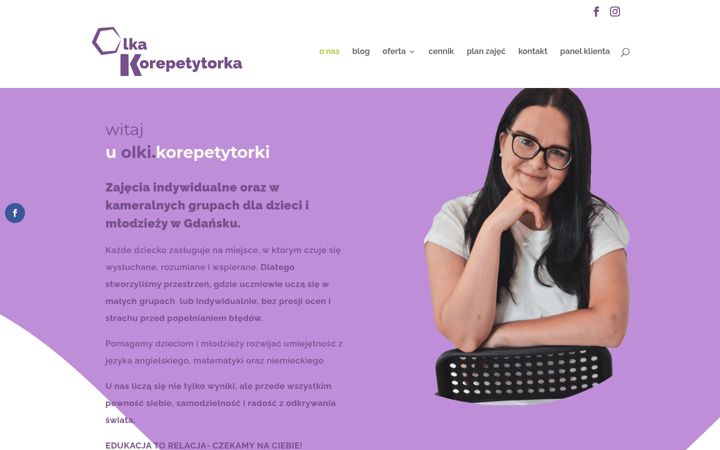Snímek obrazovky olkakorepetytorka.pl