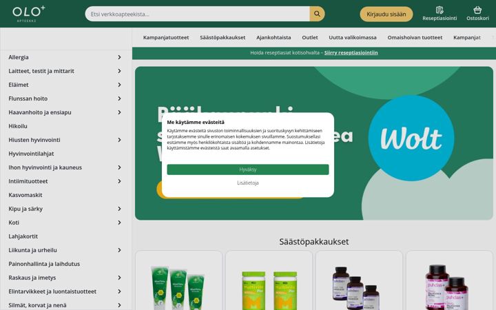 Screenshot of oloapteekki.fi