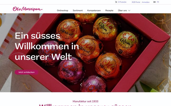 Screenshot stránky olomarzipan.ch