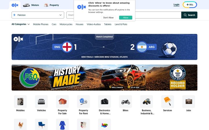 Ekraanipilt saidist olx.com.pk