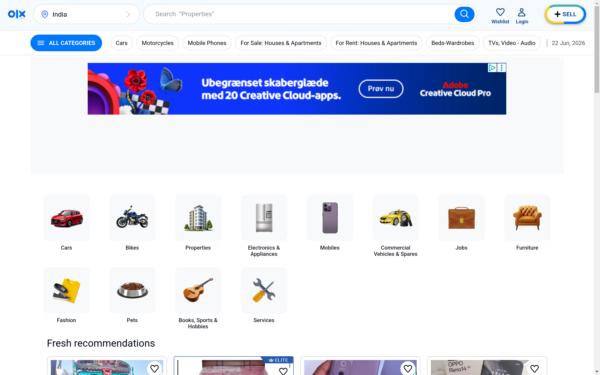 Screenshot of olx.in
