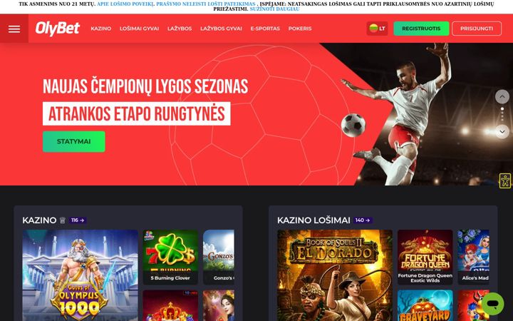Screenshot of olybet.lt