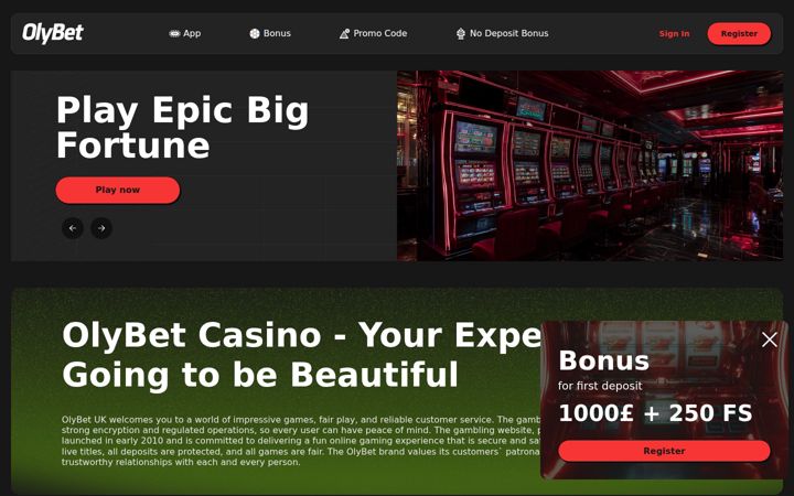 Screenshot του olybets.net