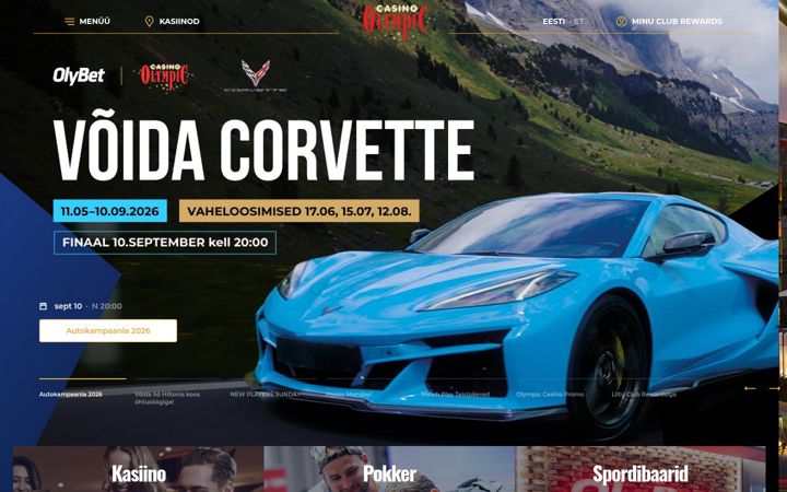 Snímek obrazovky olympic-casino.ee