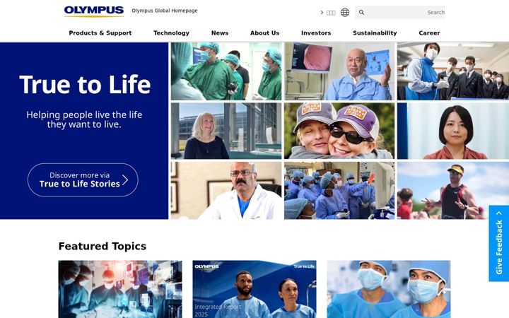 Screenshot of olympus-global.com