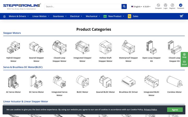 Screenshot von omc-stepperonline.com